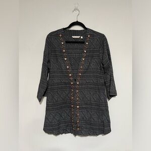 Soft Surroundings Beatrice Gray Beaded Open Front Cardigan Jacket Size M